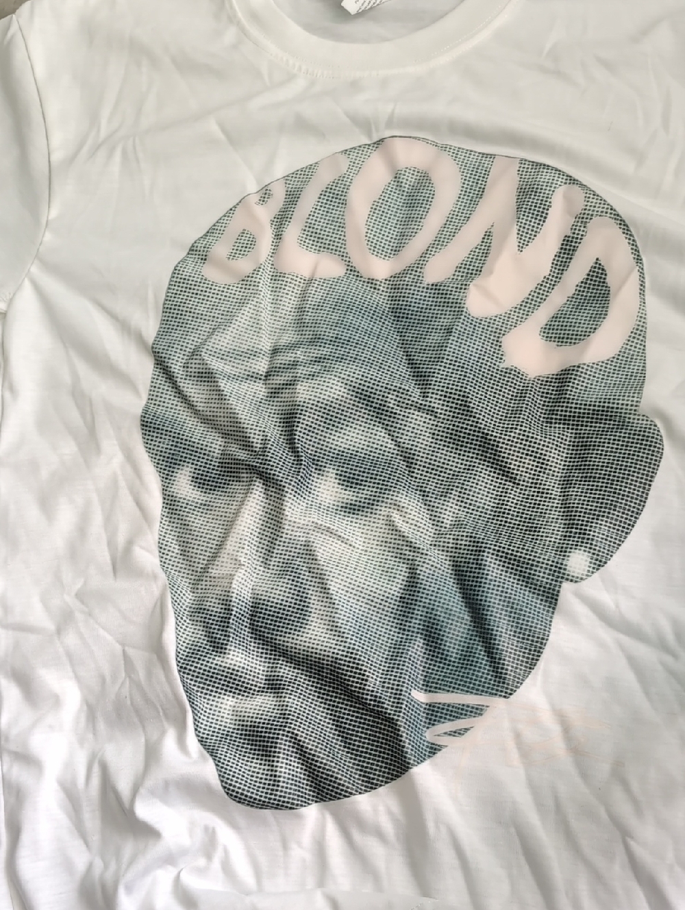 Frank Ocean White Graphic Tee with 'BLOND' Head Portrait- S